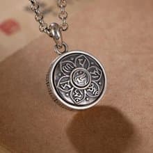 Spinning Six-word Mantra Pendants for Women Real 990 Pure Silver Necklaces
