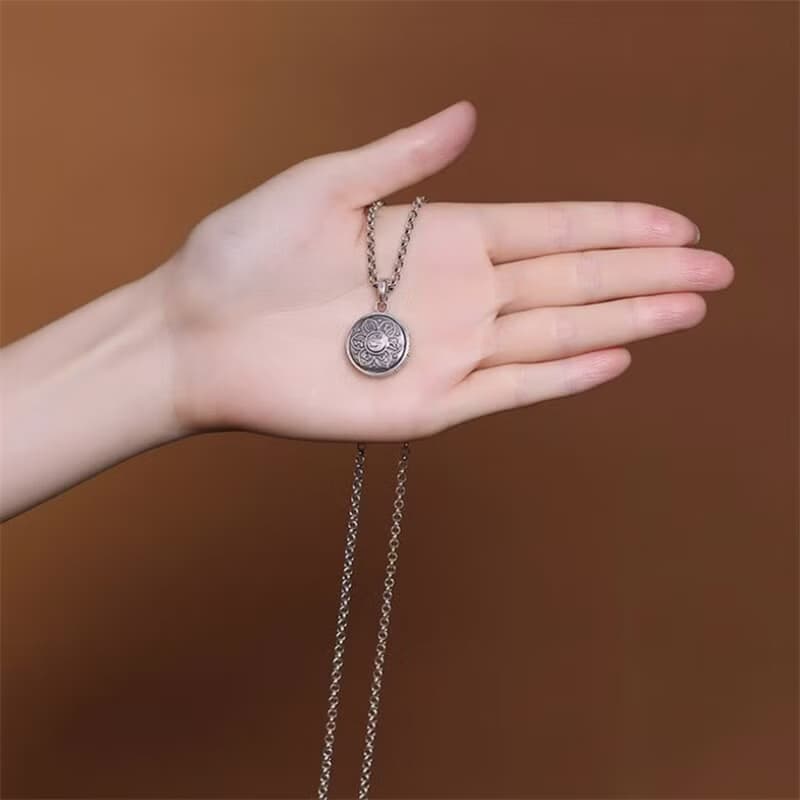 Spinning Six-word Mantra Pendants for Women Real 990 Pure Silver Necklaces