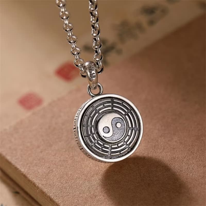 Spinning Six-word Mantra Pendants for Women Real 990 Pure Silver Necklaces