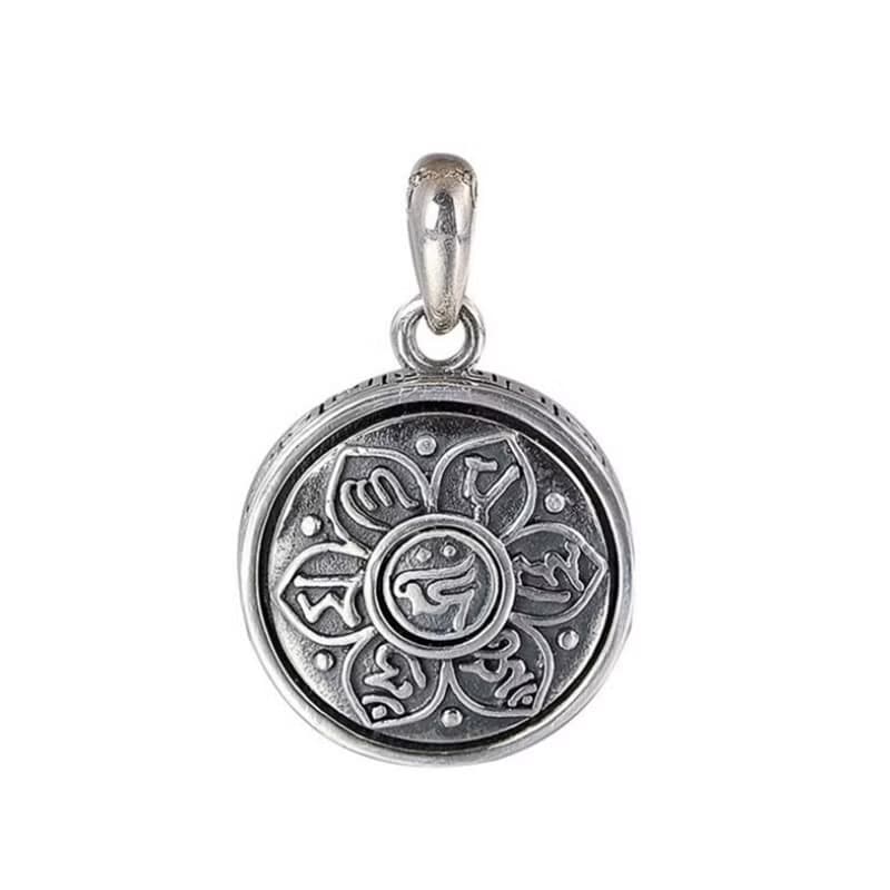 Spinning Six-word Mantra Pendants for Women Real 990 Pure Silver Necklaces