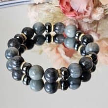 墨藍序章-男款水晶手鍊/洞察力/鷹眼石/藍髮晶/黑膽石/勇氣/溝通