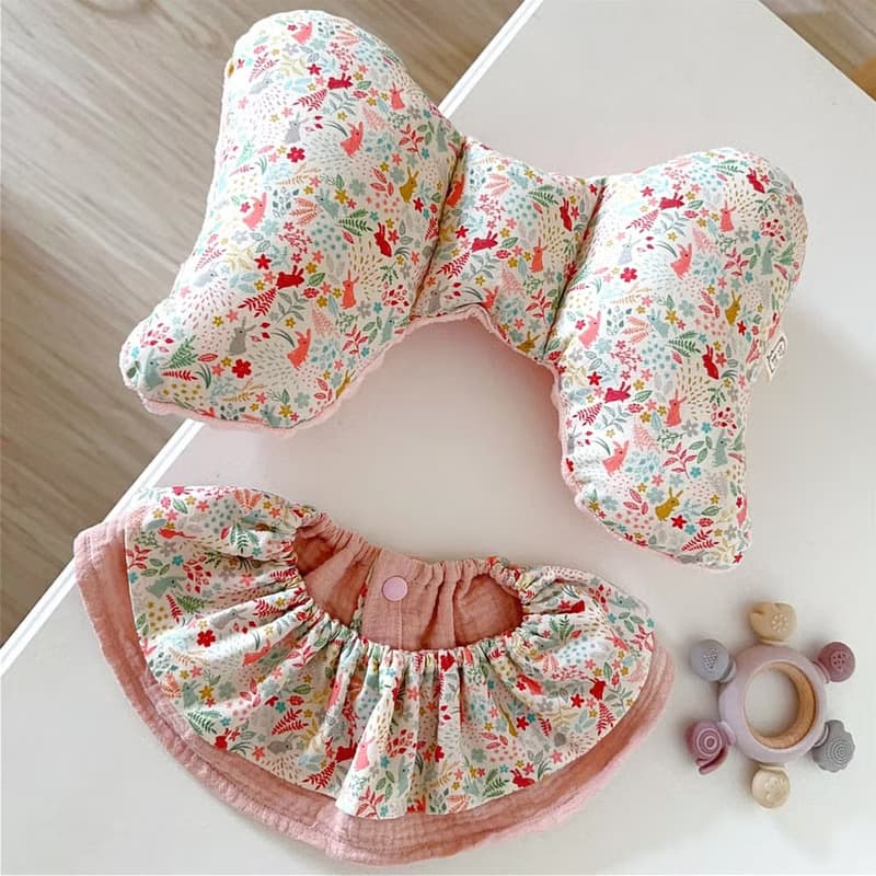 薄荷草兔 豪華彌月禮盒 蝴蝶枕 安撫兔 嬰兒被 荷葉圍兜