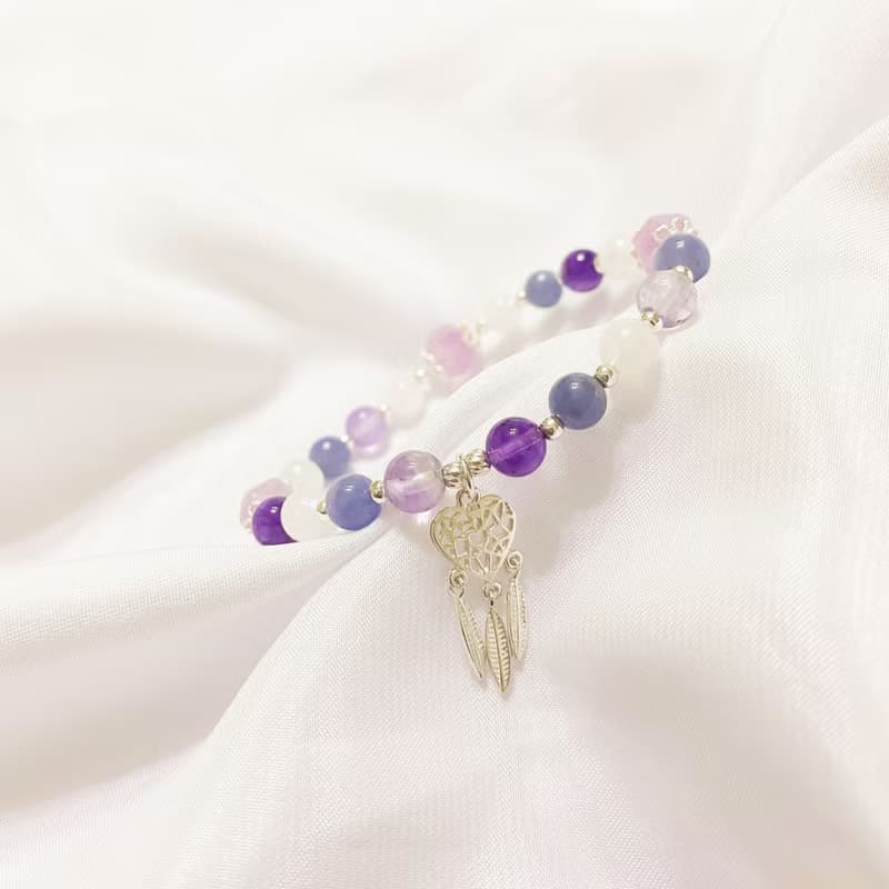 薰衣草紫水晶 藍月光石 坦桑石 紫水晶 925純銀 水晶手鍊 招貴人