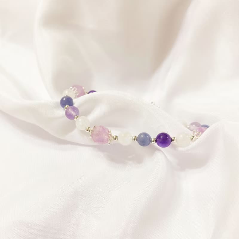 薰衣草紫水晶 藍月光石 坦桑石 紫水晶 925純銀 水晶手鍊 招貴人