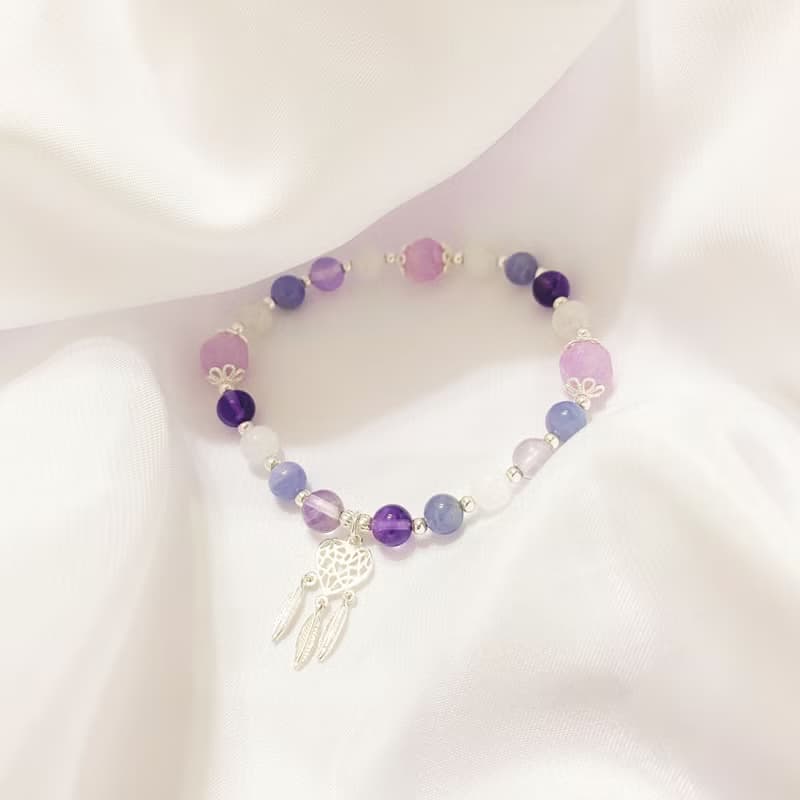 薰衣草紫水晶 藍月光石 坦桑石 紫水晶 925純銀 水晶手鍊 招貴人