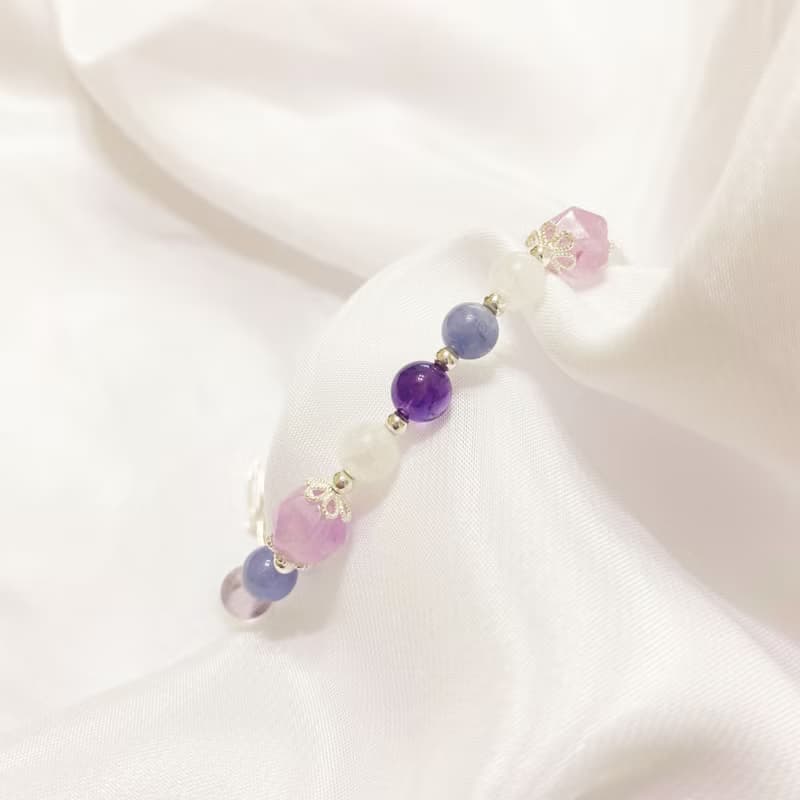 薰衣草紫水晶 藍月光石 坦桑石 紫水晶 925純銀 水晶手鍊 招貴人