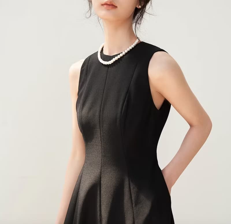 輕禮服 立裁版型無袖優雅連身裙