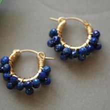 HappyCircle1.5cm│青金石裙襬款 14kgf 耳夾 藍色 生日 禮物