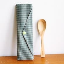 文青風環保筷袋 ~優質細格 清新綠 日系 收納包 手作餐具袋.禮物
