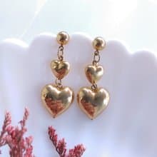 Vintage Jewelry 西洋古董飾品 金色調 串串心  針式耳環