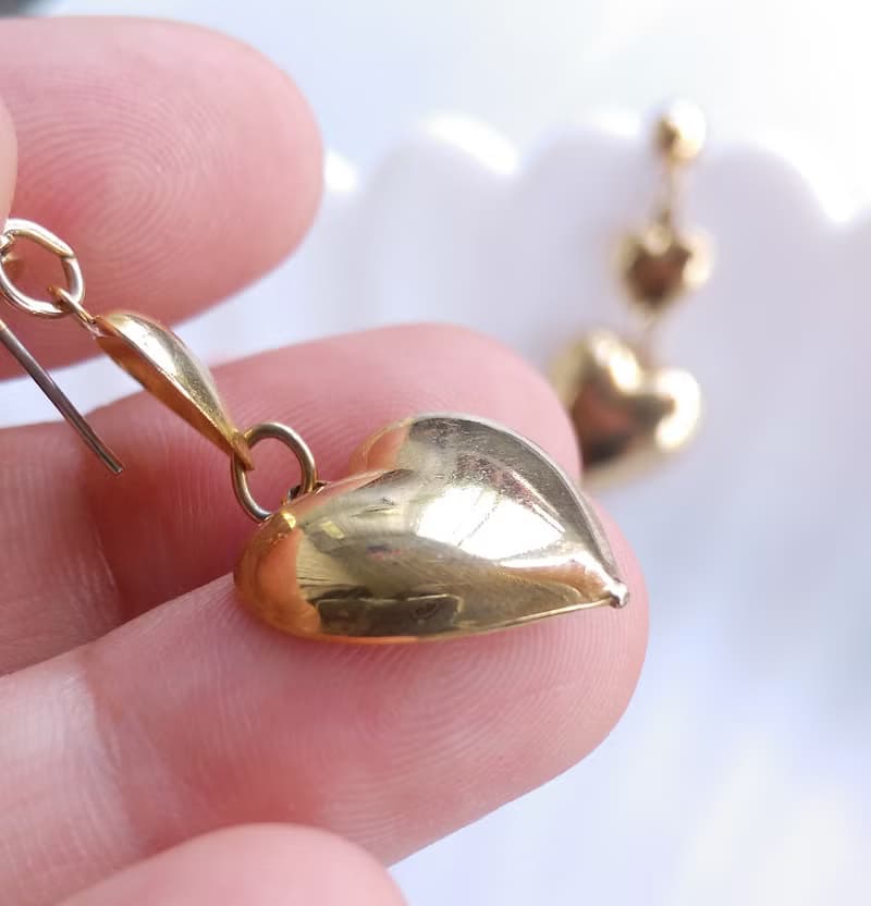 Vintage Jewelry 西洋古董飾品 金色調 串串心  針式耳環