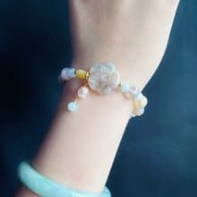 天然緬甸玉 翡翠 有錢花 櫻花瑪瑙 蜜蠟 設計款 手鍊 禮物