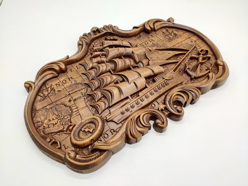 Pirate ship, Wooden ship, Sailors gift, Sculpture Craft Wooden