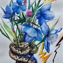 Bouquet of wild flowers - artwork hand painted Watercolor painting on paper