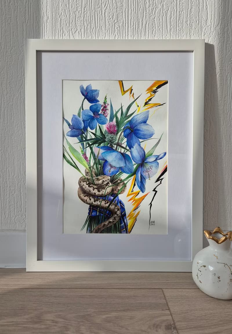 Bouquet of wild flowers - artwork hand painted Watercolor painting on paper