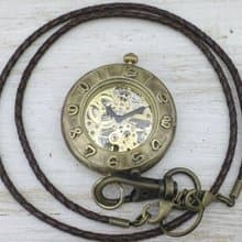 BHW135 手巻き懐中時計 特大JUMBO(42mm) 真鍮甲丸ケース 手作り腕時計 (BHW135)