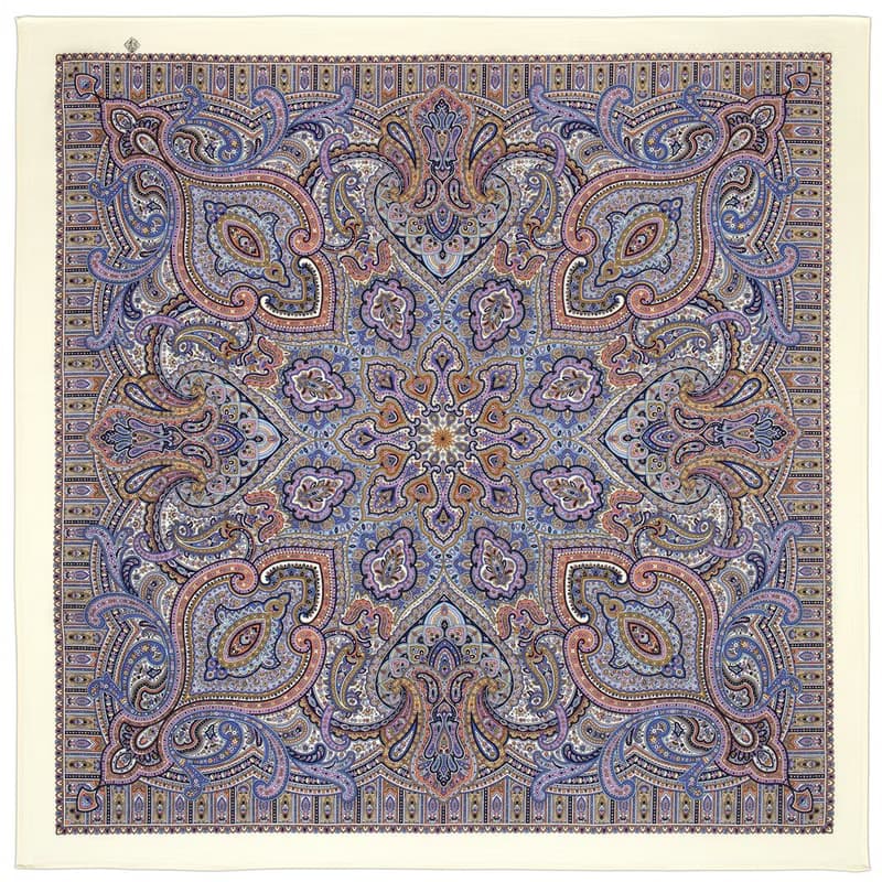 Original Pavlovo Posad Russian Shawl 100% Wool Woolen Scarf 125x125 cm 2044-0 N