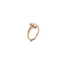 Akoya珍珠尖角戒指 925銀厚鍍18K金 Rosette Pearl Ring