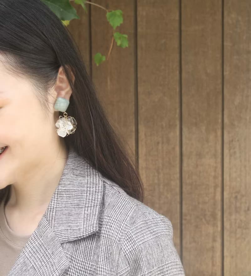 白金花球 自選莫蘭迪貼耳 樹脂耳針耳夾