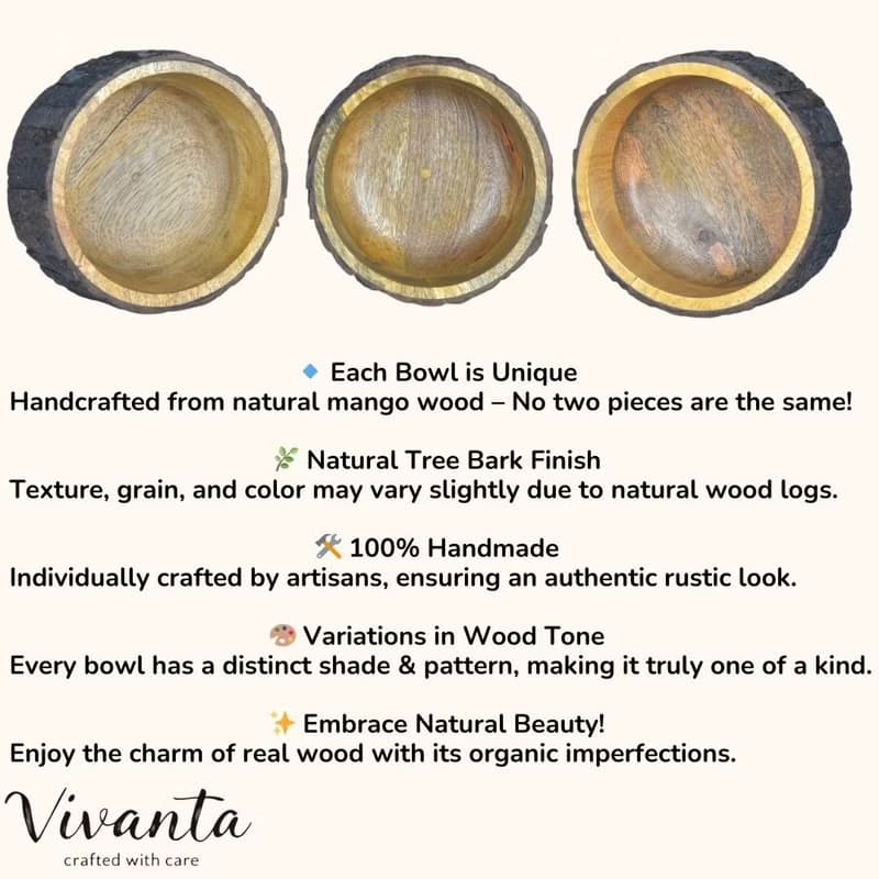 天然樹皮邊芒果木裝飾碗 鄉村風收納碗 擺飾木碗 7吋