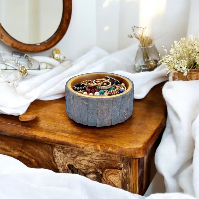 天然樹皮邊芒果木裝飾碗 鄉村風收納碗 擺飾木碗 7吋