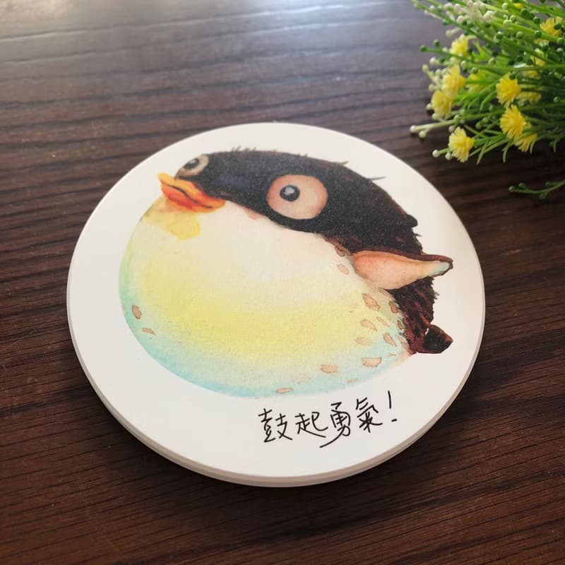 勇氣豚 吸水杯墊 陶瓷土杯墊 河豚