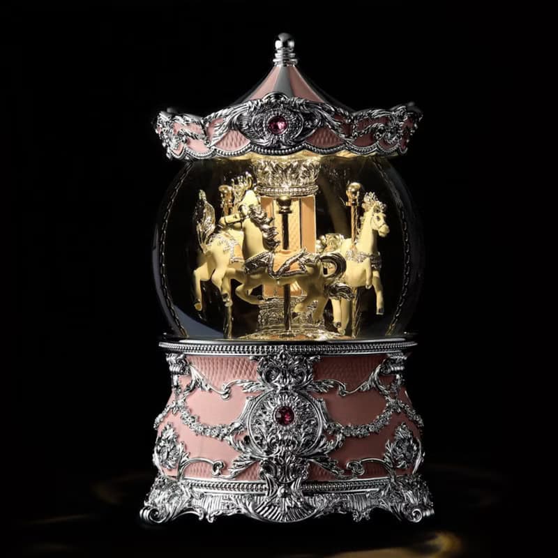 銀粉傘蓋遊樂馬 水晶球音樂鈴 生日禮物 情人節禮物 天空之城