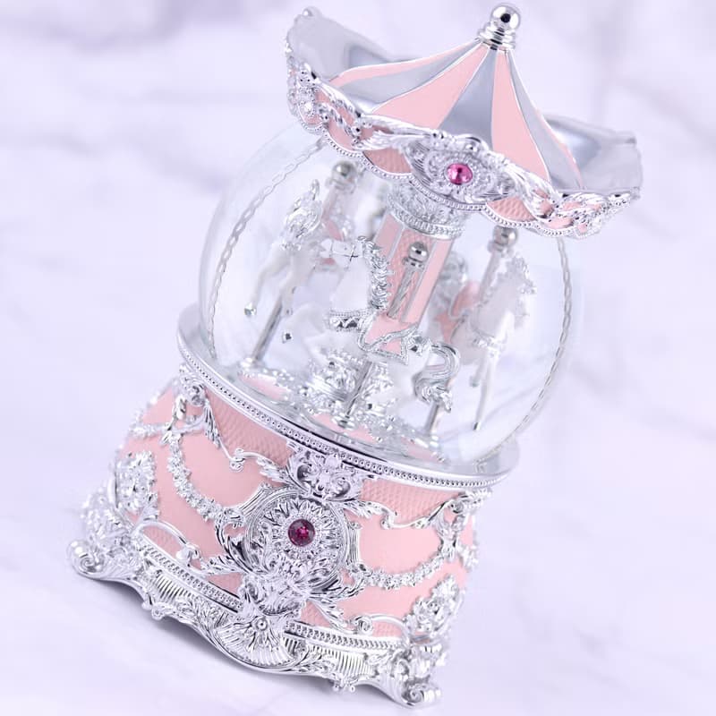 銀粉傘蓋遊樂馬 水晶球音樂鈴 生日禮物 情人節禮物 天空之城