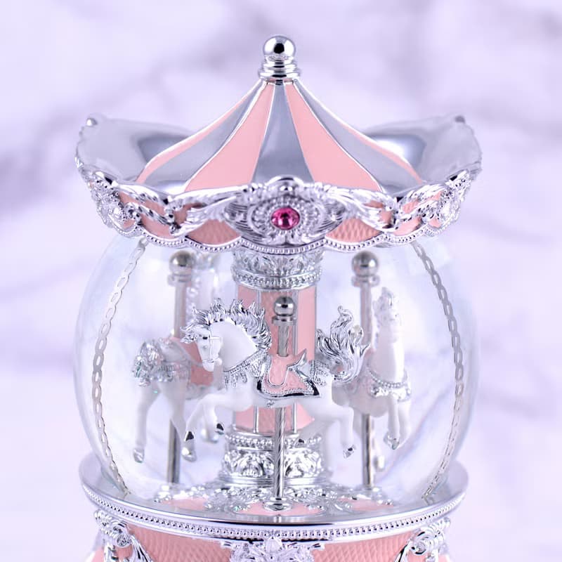 銀粉傘蓋遊樂馬 水晶球音樂鈴 生日禮物 情人節禮物 天空之城