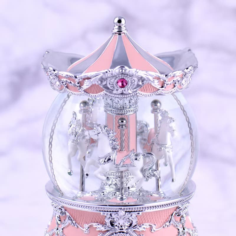 銀粉傘蓋遊樂馬 水晶球音樂鈴 生日禮物 情人節禮物 天空之城