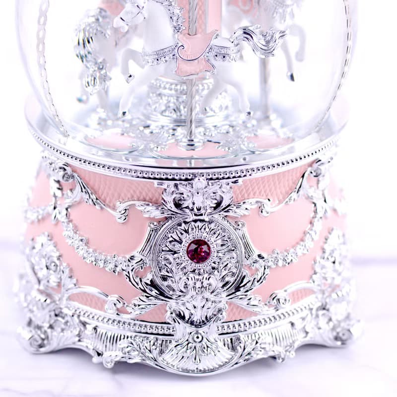 銀粉傘蓋遊樂馬 水晶球音樂鈴 生日禮物 情人節禮物 天空之城