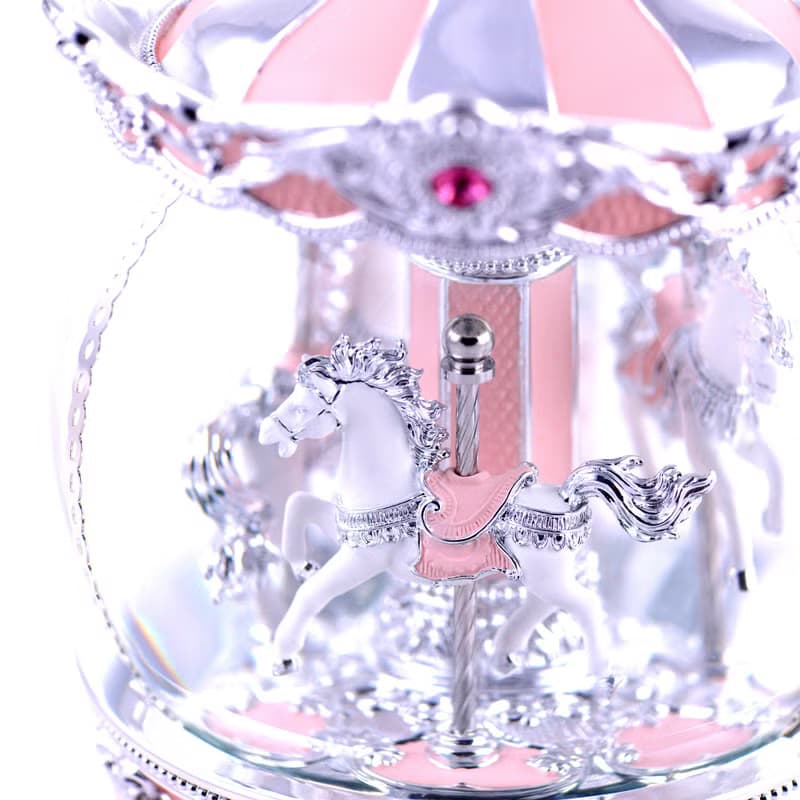 銀粉傘蓋遊樂馬 水晶球音樂鈴 生日禮物 情人節禮物 天空之城