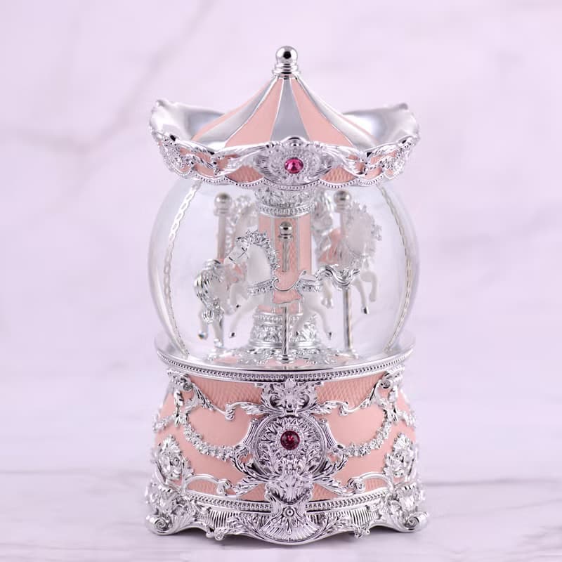 銀粉傘蓋遊樂馬 水晶球音樂鈴 生日禮物 情人節禮物 天空之城