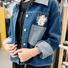 SHUKI 刺繡 招財貓繡花 牛仔褸外套