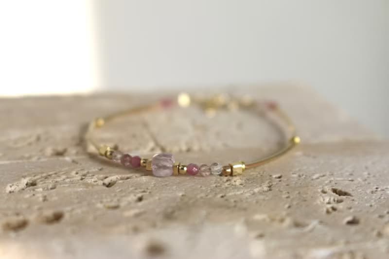 手鍊 草莓晶 紅寶石 紫玉 天然石 - 海洋之星 -