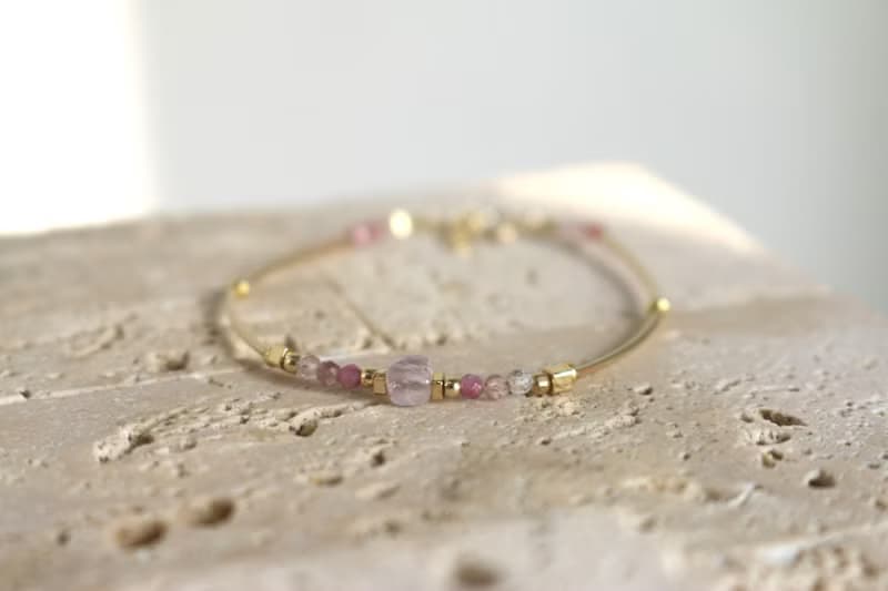 手鍊 草莓晶 紅寶石 紫玉 天然石 - 海洋之星 -