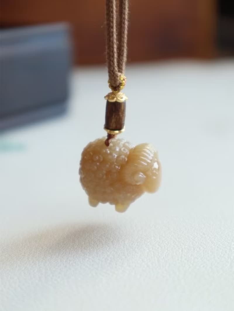 可愛小羊 天然新疆糖料和田玉生肖羊吊墜 亮糖色 脂份厚 生日禮物