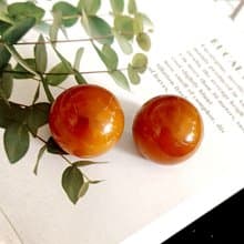 vintage jewelry Trifari 簡約琥珀色半球形 夾式耳環