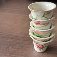 中國 清三代粉彩手繪功夫小杯│手繪古樸一口杯 民窯燒製