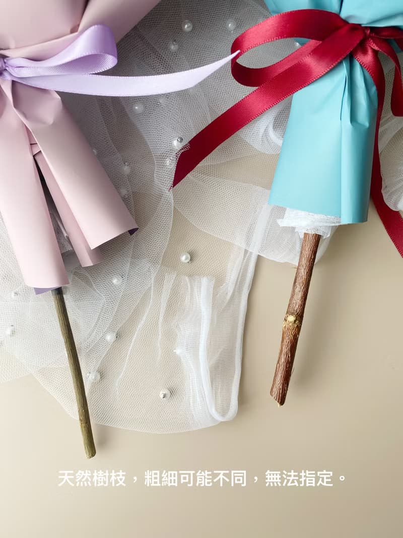 芮米有花_單朵10公分大玫瑰 樹枝韓式多層次花束