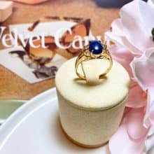 【西洋古董飾品】11 天然水晶青金石 藍 萊茵鑽金戒指