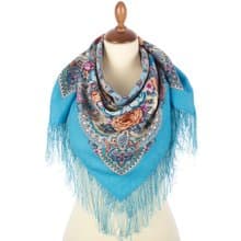Authentic Pavlovo Posad Russian Shawl Scarf Soft 100% Wool 89x89 cm 1841-13