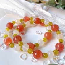 夏日扶桑花||緋紅瑪瑙/粉紅瑪瑙/青提奶蓋/水晶手鍊