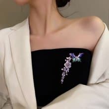 【港澳限定】歐美氣質典雅蝴蝶與花簇頂級鋯石閃亮純銀別針大胸針