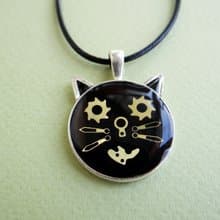 Funny Cat necklace Steampunk Best friend gift Resin necklace Steam punk Pendant