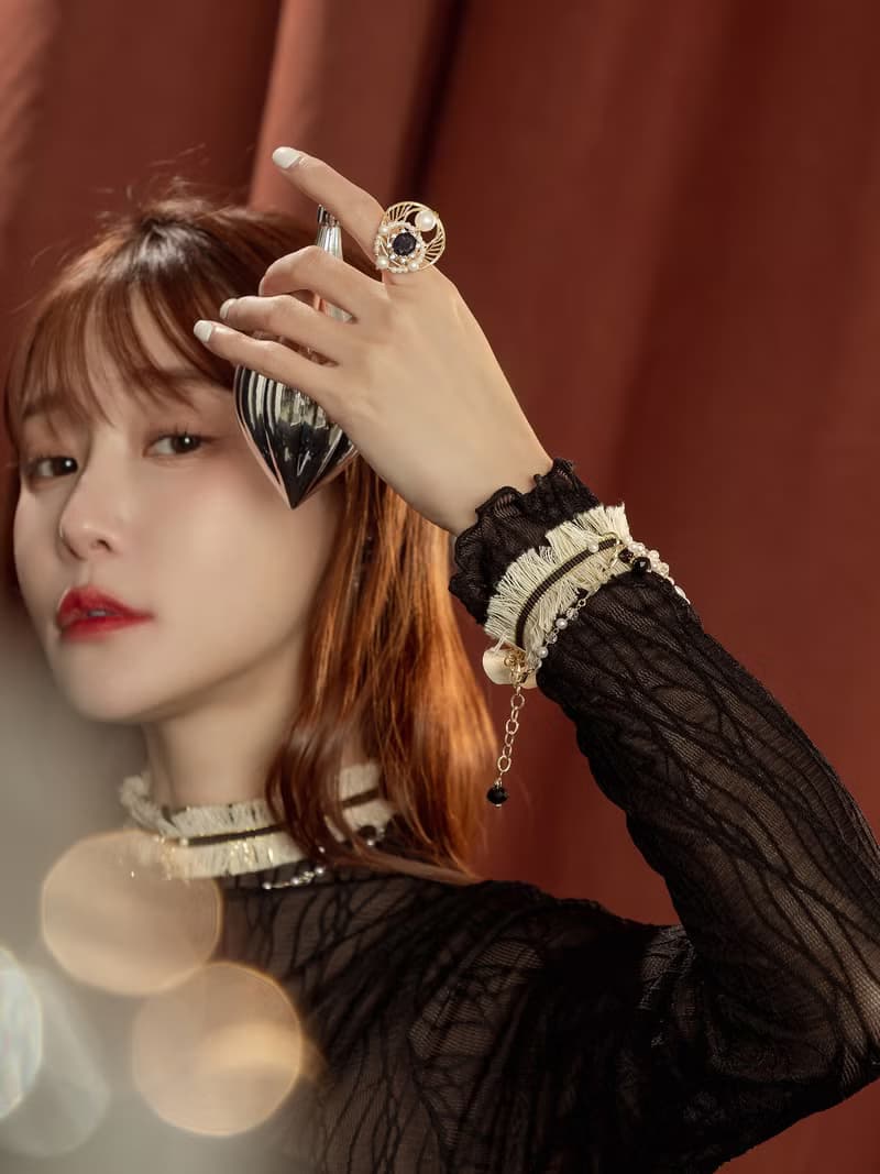 吉米莉亞碎語。MUCHAT手作14KGP黑水晶珍珠織帶手鍊