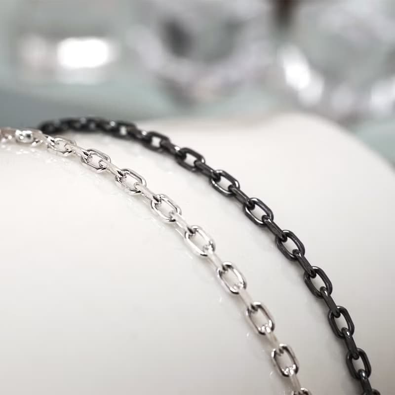 方形稜角 腳踝鍊 銀白款設計 925純銀腳鍊 刻字訂製 男女皆宜