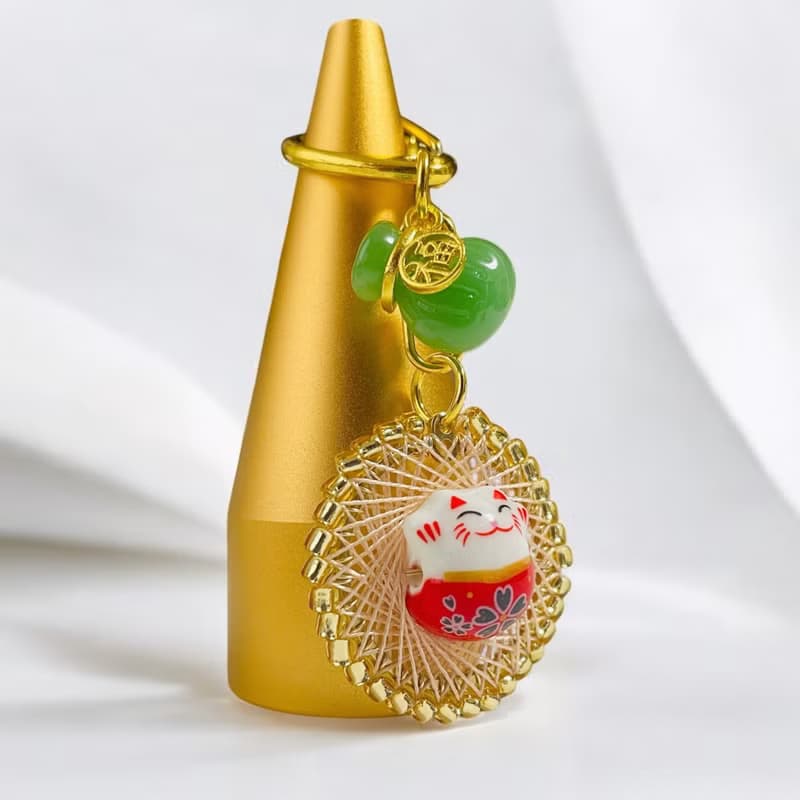 手工招財貓鑰匙扣　帶來幸福 手作