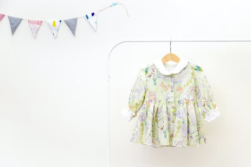 【KID SIZE 80-130】英倫花園小童洋裝 水藍 附綁帶