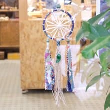 和風花形圖案捕夢網掛飾 - 綠色勾玉